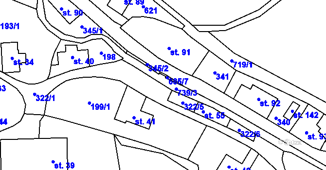 Parcela st. 739 v KÚ Machovská Lhota, Katastrální mapa