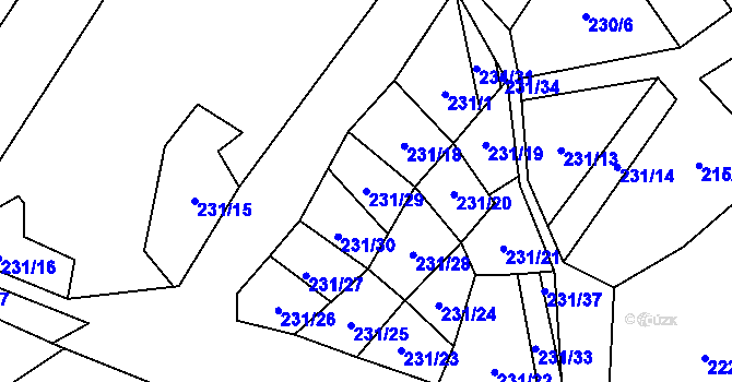 Parcela st. 231/29 v KÚ Machovská Lhota, Katastrální mapa