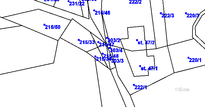Parcela st. 215/48 v KÚ Machovská Lhota, Katastrální mapa