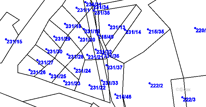 Parcela st. 231/36 v KÚ Machovská Lhota, Katastrální mapa