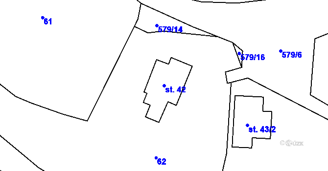 Parcela st. 42 v KÚ Nízká Srbská, Katastrální mapa