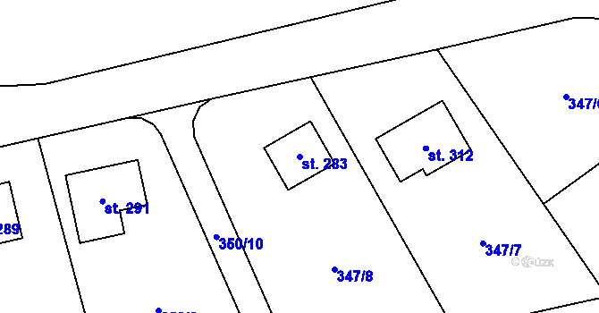 Parcela st. 283 v KÚ Machová, Katastrální mapa