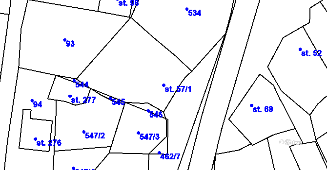 Parcela st. 57/1 v KÚ Machová, Katastrální mapa