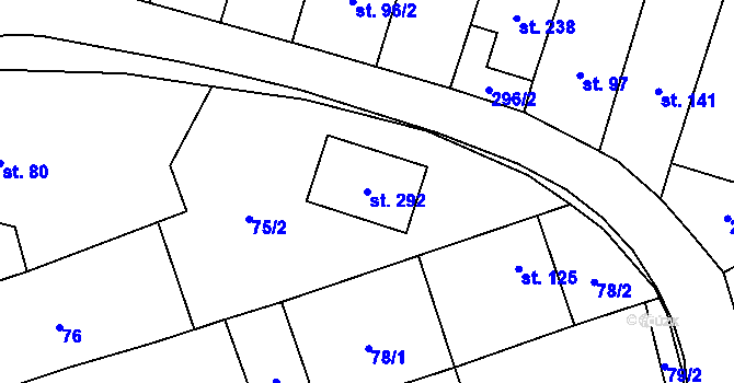 Parcela st. 292 v KÚ Machová, Katastrální mapa