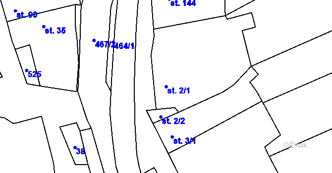Parcela st. 2/1 v KÚ Machová, Katastrální mapa