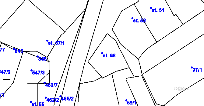 Parcela st. 68 v KÚ Machová, Katastrální mapa