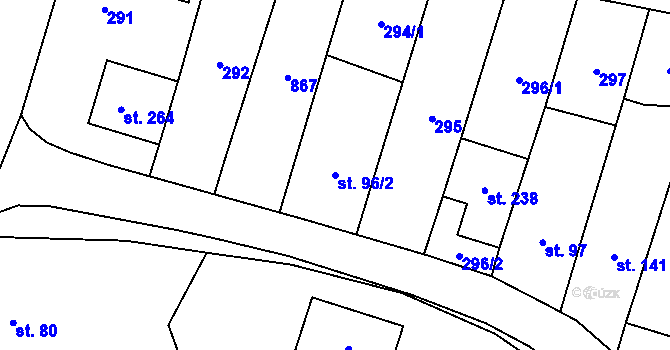 Parcela st. 96/2 v KÚ Machová, Katastrální mapa