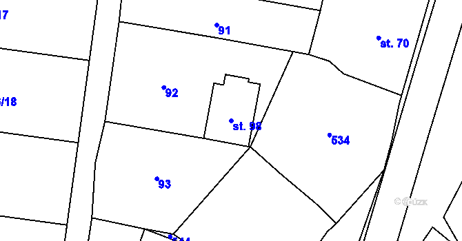 Parcela st. 98 v KÚ Machová, Katastrální mapa