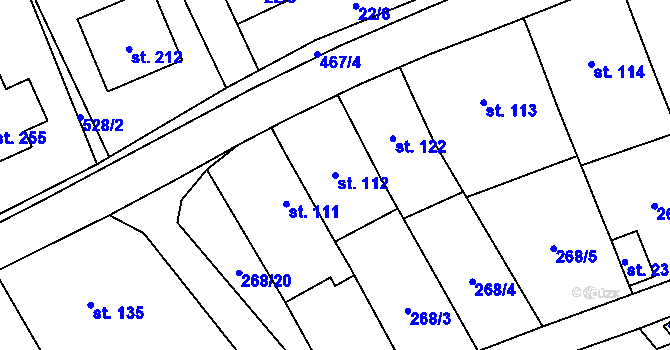 Parcela st. 112 v KÚ Machová, Katastrální mapa