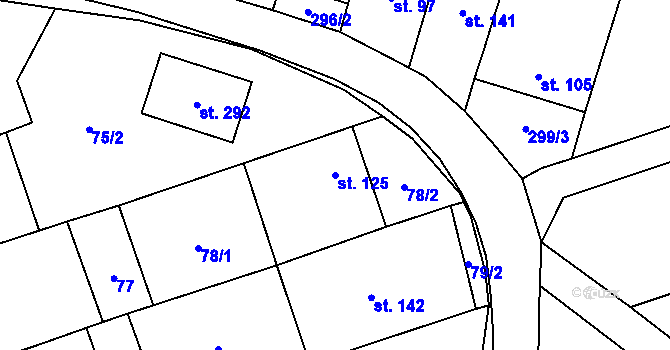 Parcela st. 125 v KÚ Machová, Katastrální mapa