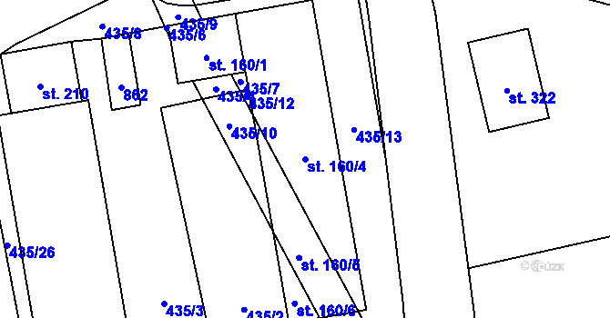 Parcela st. 160/4 v KÚ Machová, Katastrální mapa