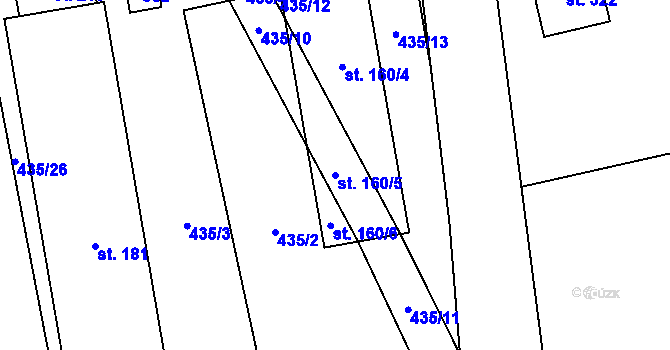 Parcela st. 160/5 v KÚ Machová, Katastrální mapa