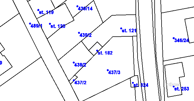 Parcela st. 182 v KÚ Machová, Katastrální mapa