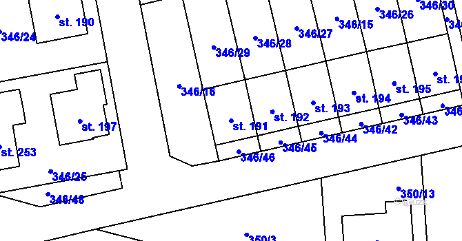 Parcela st. 191 v KÚ Machová, Katastrální mapa