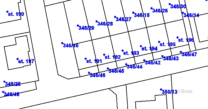 Parcela st. 192 v KÚ Machová, Katastrální mapa
