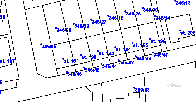 Parcela st. 193 v KÚ Machová, Katastrální mapa