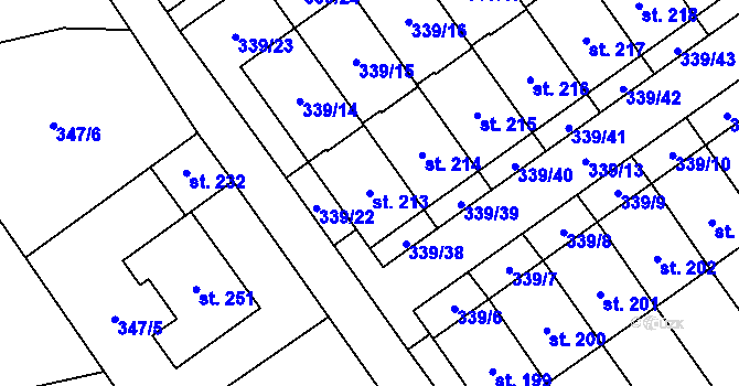 Parcela st. 213 v KÚ Machová, Katastrální mapa