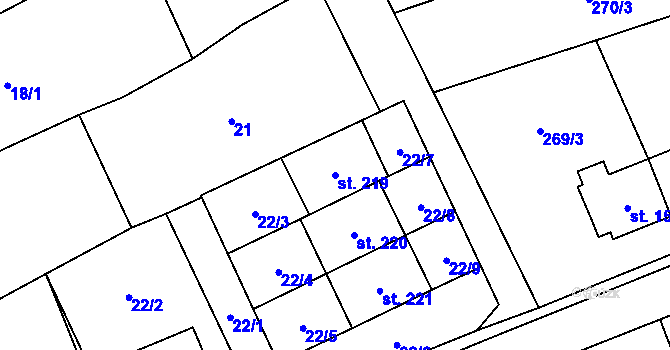 Parcela st. 219 v KÚ Machová, Katastrální mapa