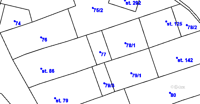 Parcela st. 77 v KÚ Machová, Katastrální mapa
