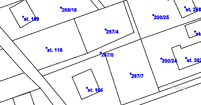 Parcela st. 267/5 v KÚ Machová, Katastrální mapa