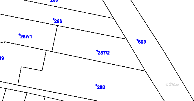 Parcela st. 287/2 v KÚ Machová, Katastrální mapa