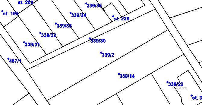 Parcela st. 339/2 v KÚ Machová, Katastrální mapa