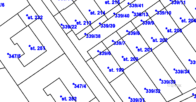 Parcela st. 339/6 v KÚ Machová, Katastrální mapa