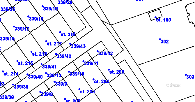 Parcela st. 339/12 v KÚ Machová, Katastrální mapa