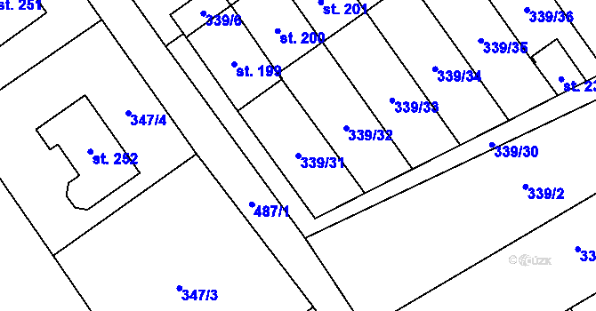 Parcela st. 339/31 v KÚ Machová, Katastrální mapa