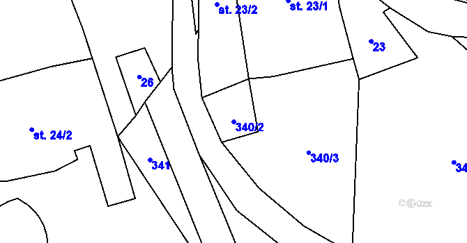 Parcela st. 340/2 v KÚ Machová, Katastrální mapa