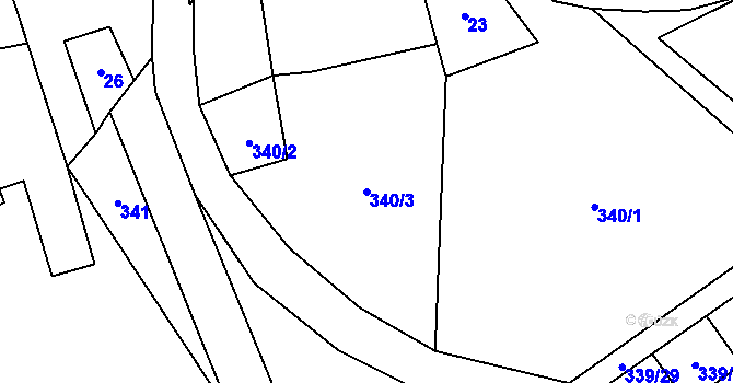 Parcela st. 340/3 v KÚ Machová, Katastrální mapa