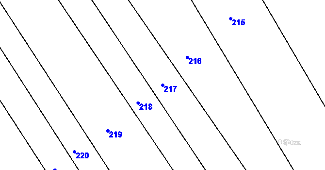 Parcela st. 217 v KÚ Machová, Katastrální mapa