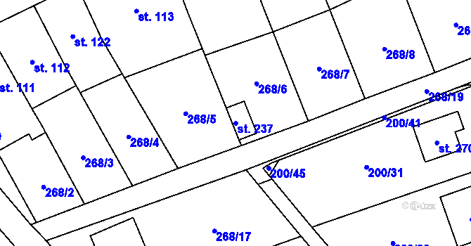 Parcela st. 237 v KÚ Machová, Katastrální mapa
