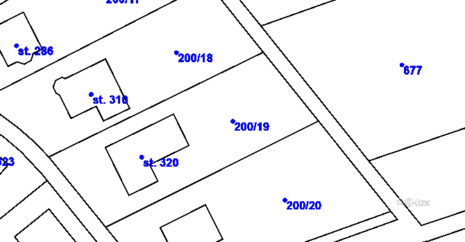 Parcela st. 200/19 v KÚ Machová, Katastrální mapa