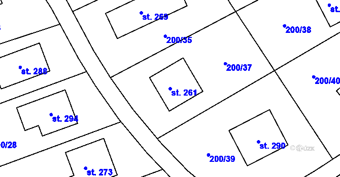 Parcela st. 261 v KÚ Machová, Katastrální mapa