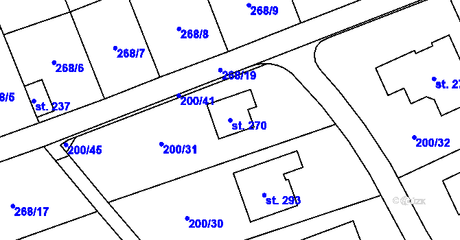 Parcela st. 270 v KÚ Machová, Katastrální mapa