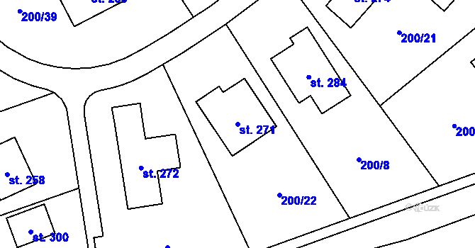 Parcela st. 271 v KÚ Machová, Katastrální mapa
