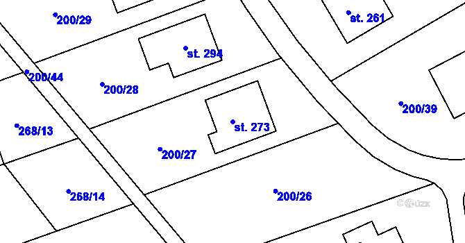 Parcela st. 273 v KÚ Machová, Katastrální mapa