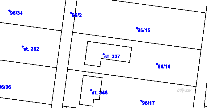 Parcela st. 337 v KÚ Machová, Katastrální mapa