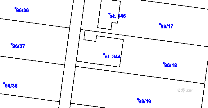 Parcela st. 344 v KÚ Machová, Katastrální mapa