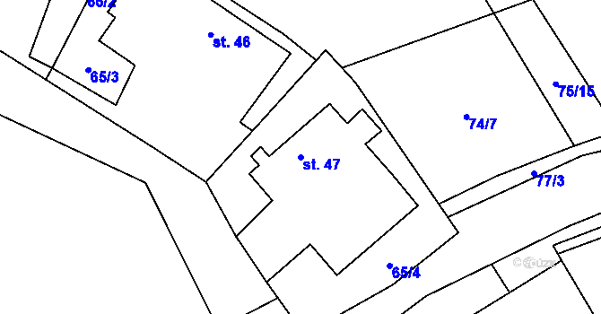 Parcela st. 47 v KÚ Majdalena, Katastrální mapa