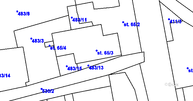 Parcela st. 65/3 v KÚ Majdalena, Katastrální mapa