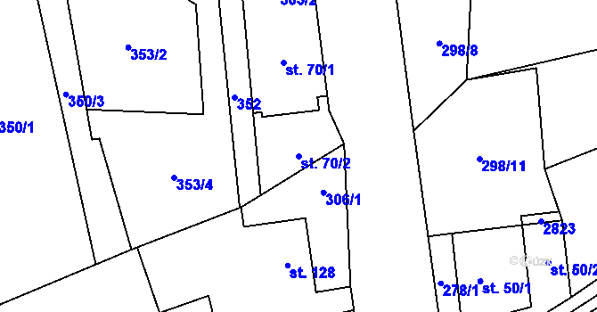 Parcela st. 70/2 v KÚ Majdalena, Katastrální mapa