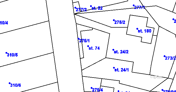 Parcela st. 74 v KÚ Majdalena, Katastrální mapa