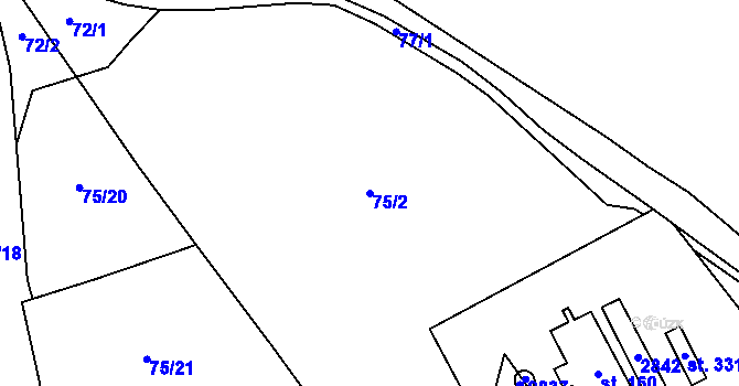 Parcela st. 75/2 v KÚ Majdalena, Katastrální mapa