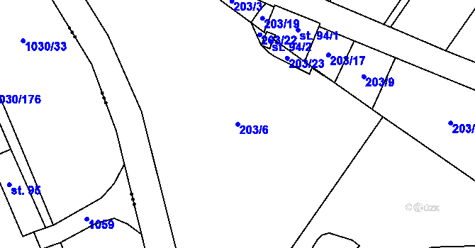 Parcela st. 203/6 v KÚ Majdalena, Katastrální mapa