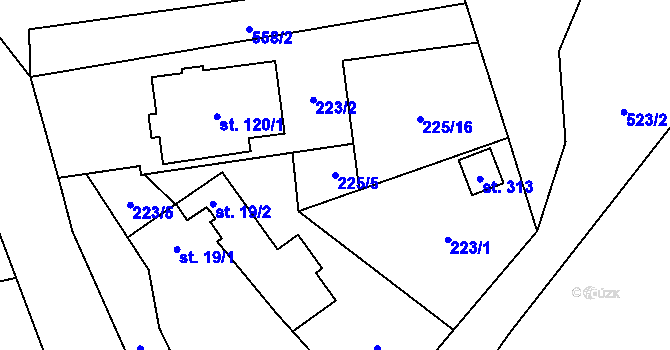 Parcela st. 225/5 v KÚ Majdalena, Katastrální mapa