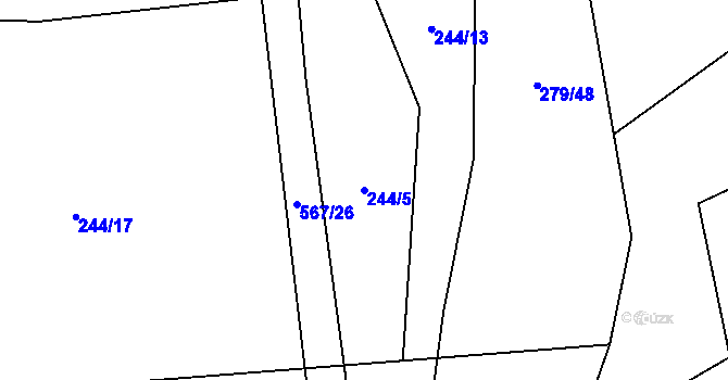 Parcela st. 244/5 v KÚ Majdalena, Katastrální mapa