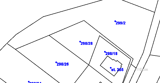 Parcela st. 298/28 v KÚ Majdalena, Katastrální mapa