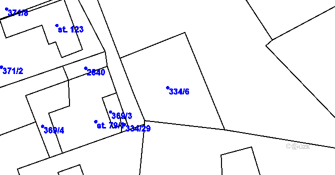 Parcela st. 334/6 v KÚ Majdalena, Katastrální mapa